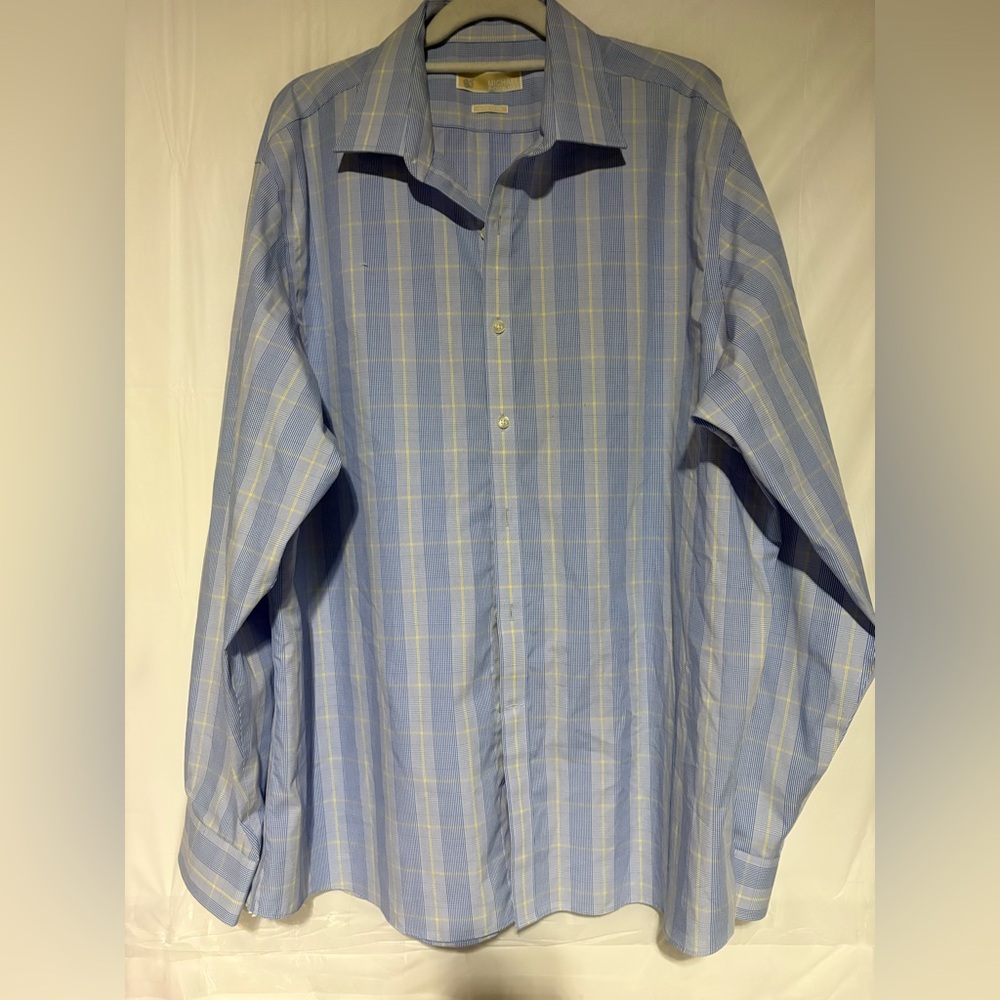 Michael Kors Light Blue Checkered Men's Shirt